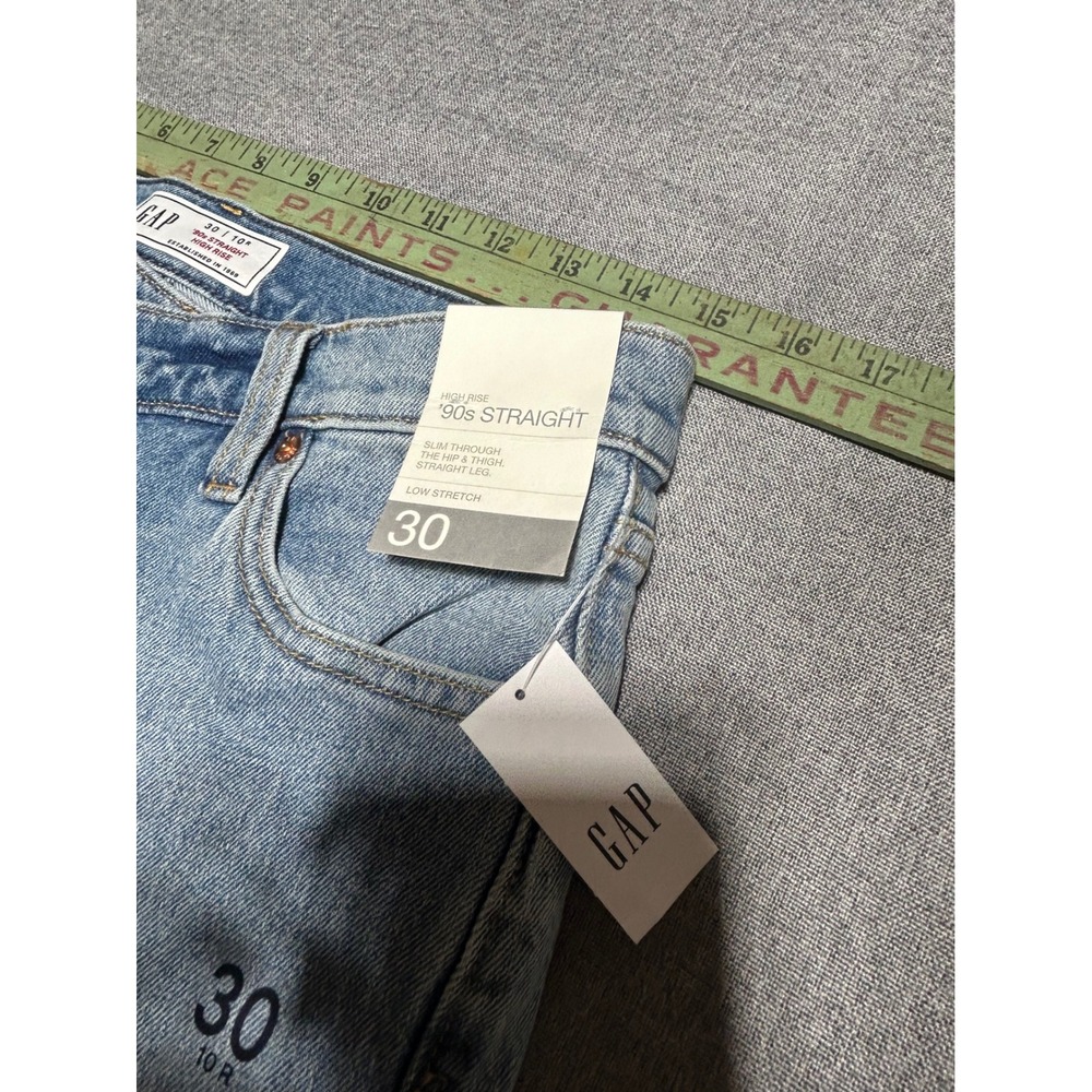 GAP 90s‎ Straight Jeans Womens 30/10R Medium Indigo High Rise Cross-Over Waist - Picture 9 of 11